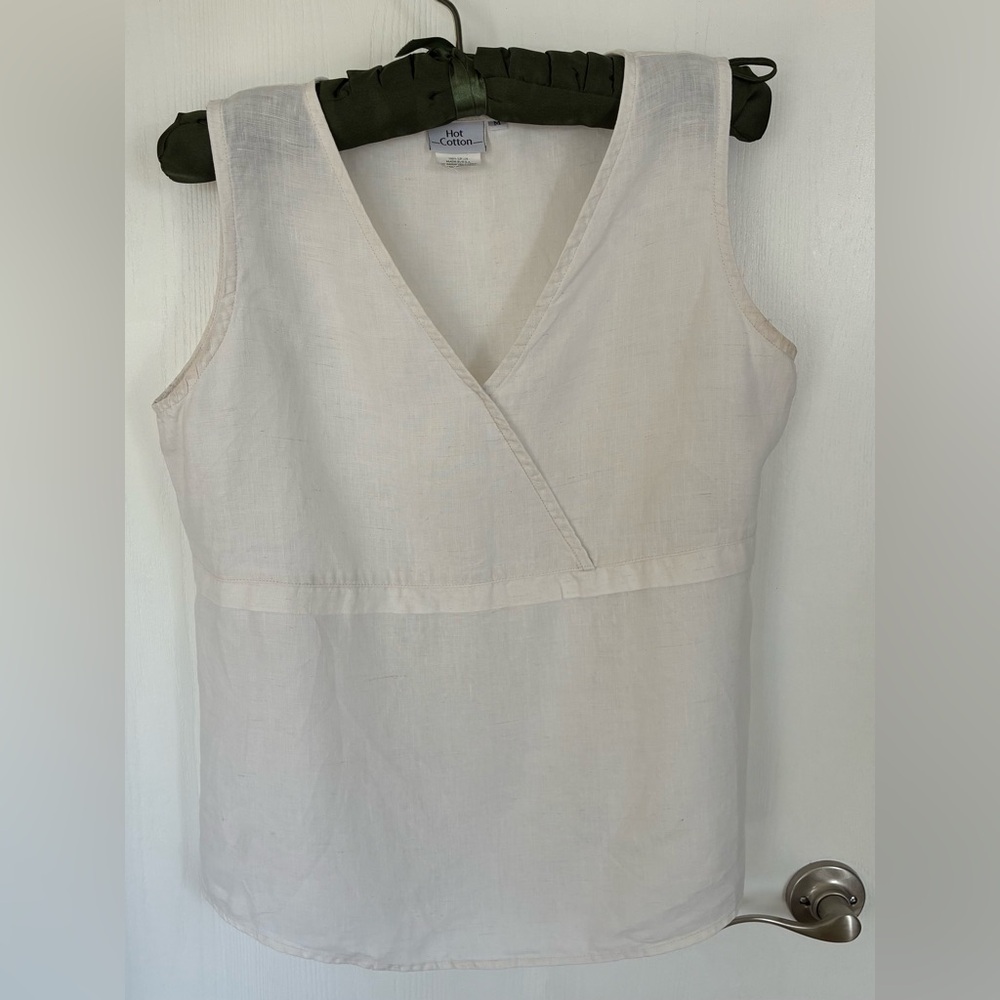 Hot Cotton Sleeveless Linen Top